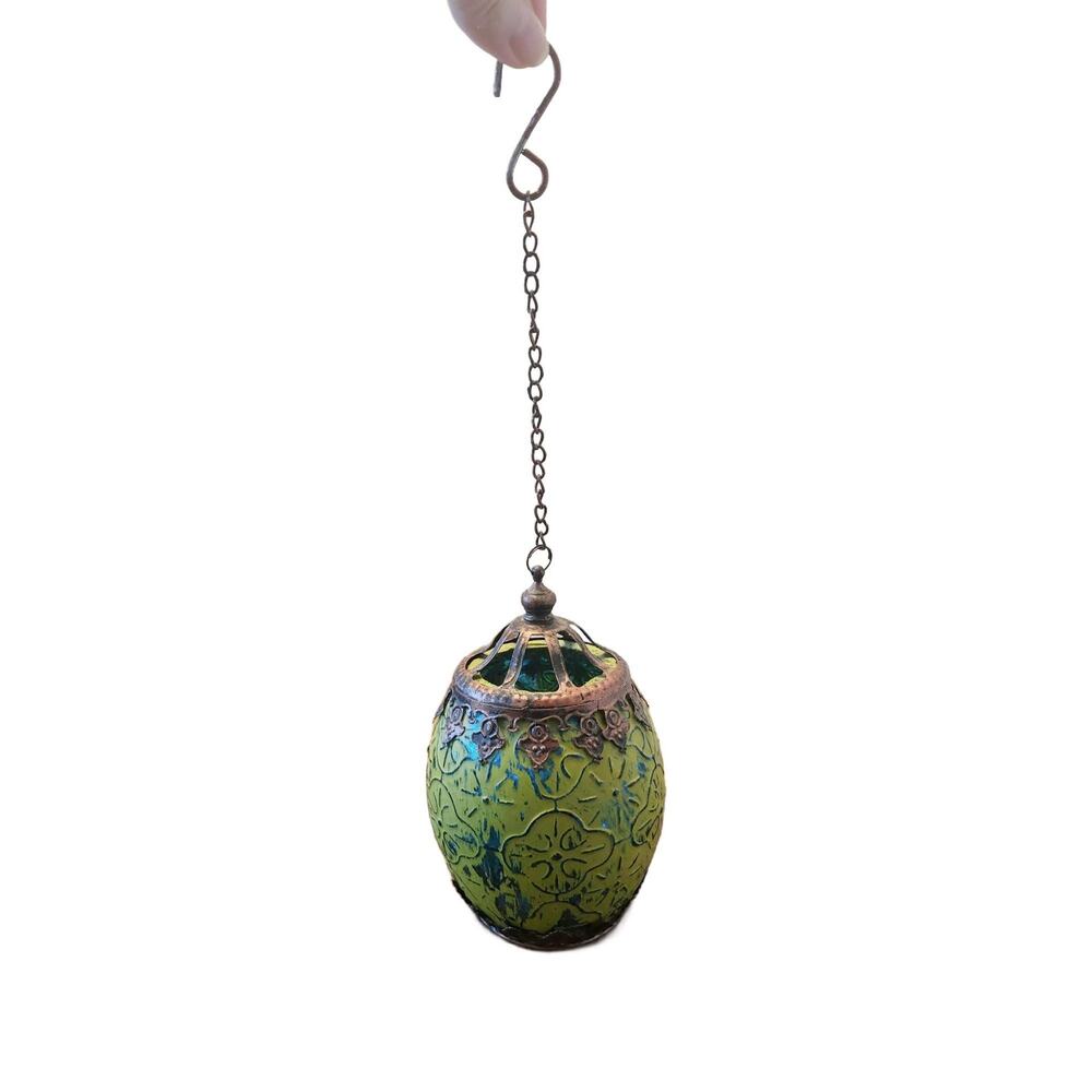 BOHEMIAN Green MERCURY HANGING Tea Light Lantern Moroccan